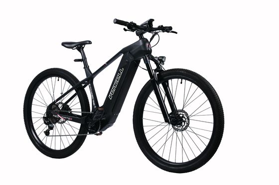 Czarny ramy węglowe E-powered Mountain Cycle z hydraulicznych hamulców dyskowych wydajności i 36V 15,6Ah pojemności baterii